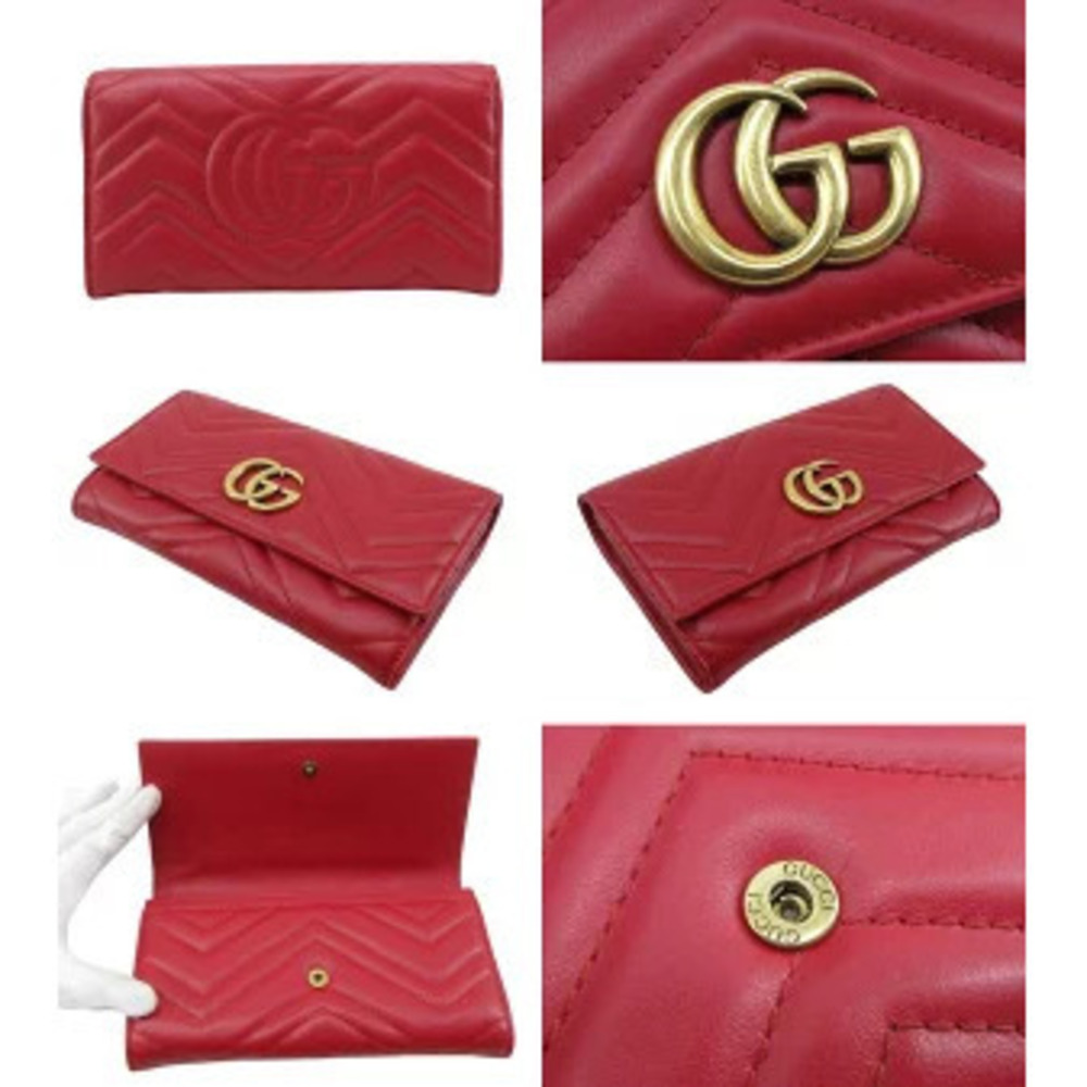 GUCCI GG Marmont Chevron Quilted Leather Double GG Continental Wallet Long - Picture 2 of 4